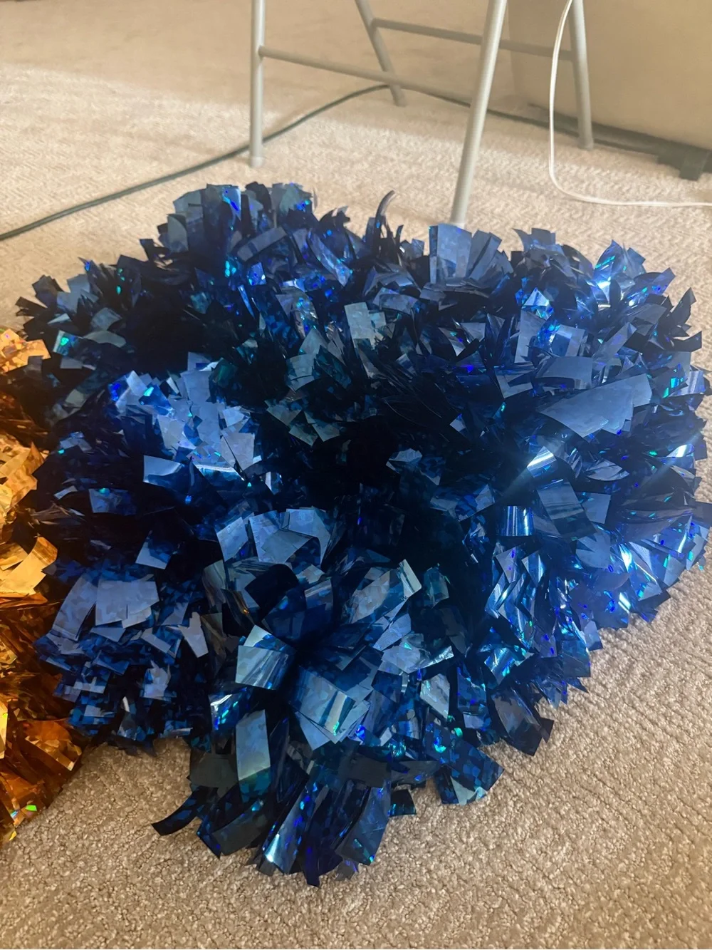 Blue and Gold Metallic Pom Poms Cheer Pom Poms
